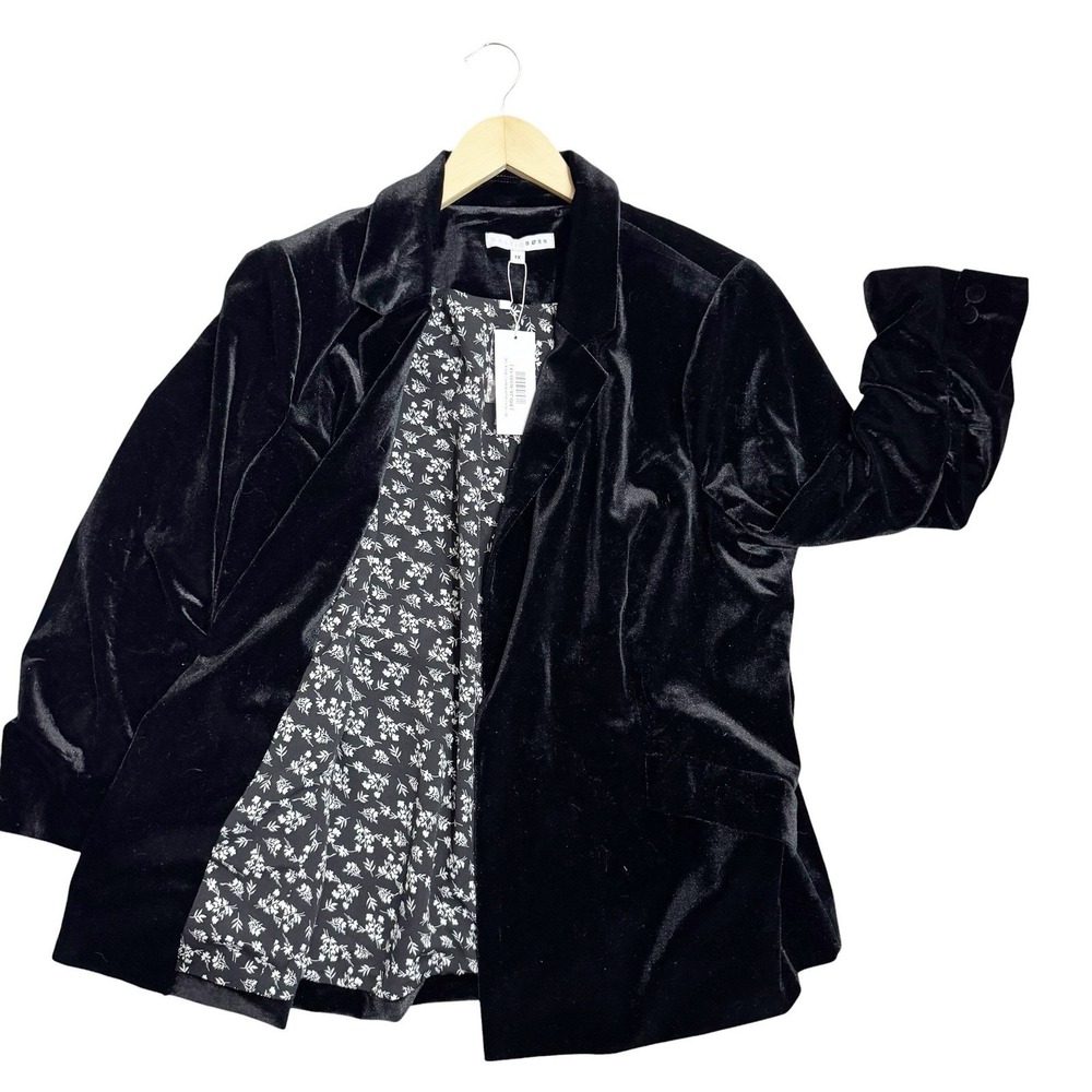 Baltic Born Women 1X Black Crushed Velvet Blazer  Whimsigoth Dark Romantic